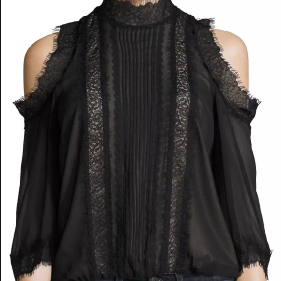 Alice + Olivia Tops - Alice & Olivia black lace cold shoulder top NWT S